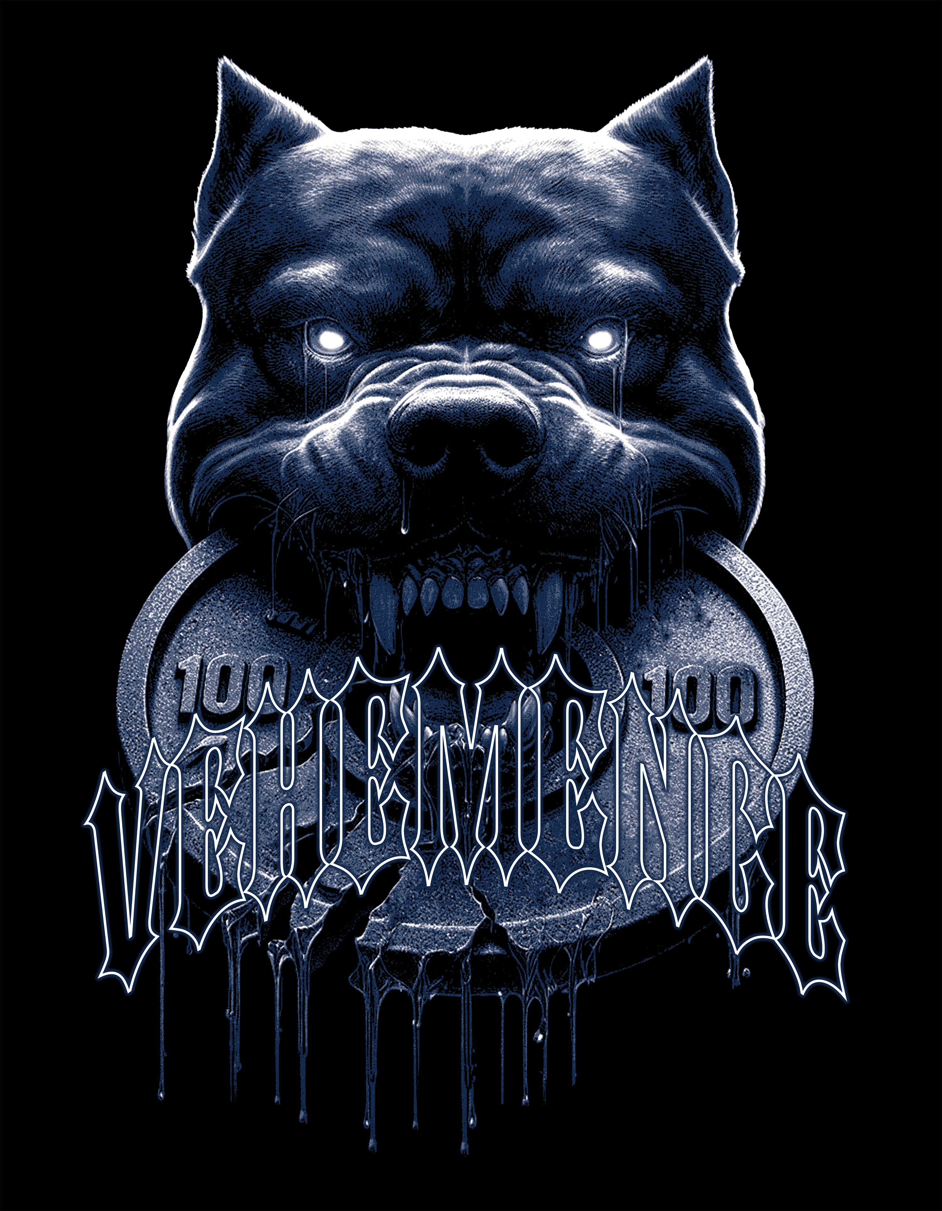 Blue dog illustration with 'The Blue Menace' text on a black background
