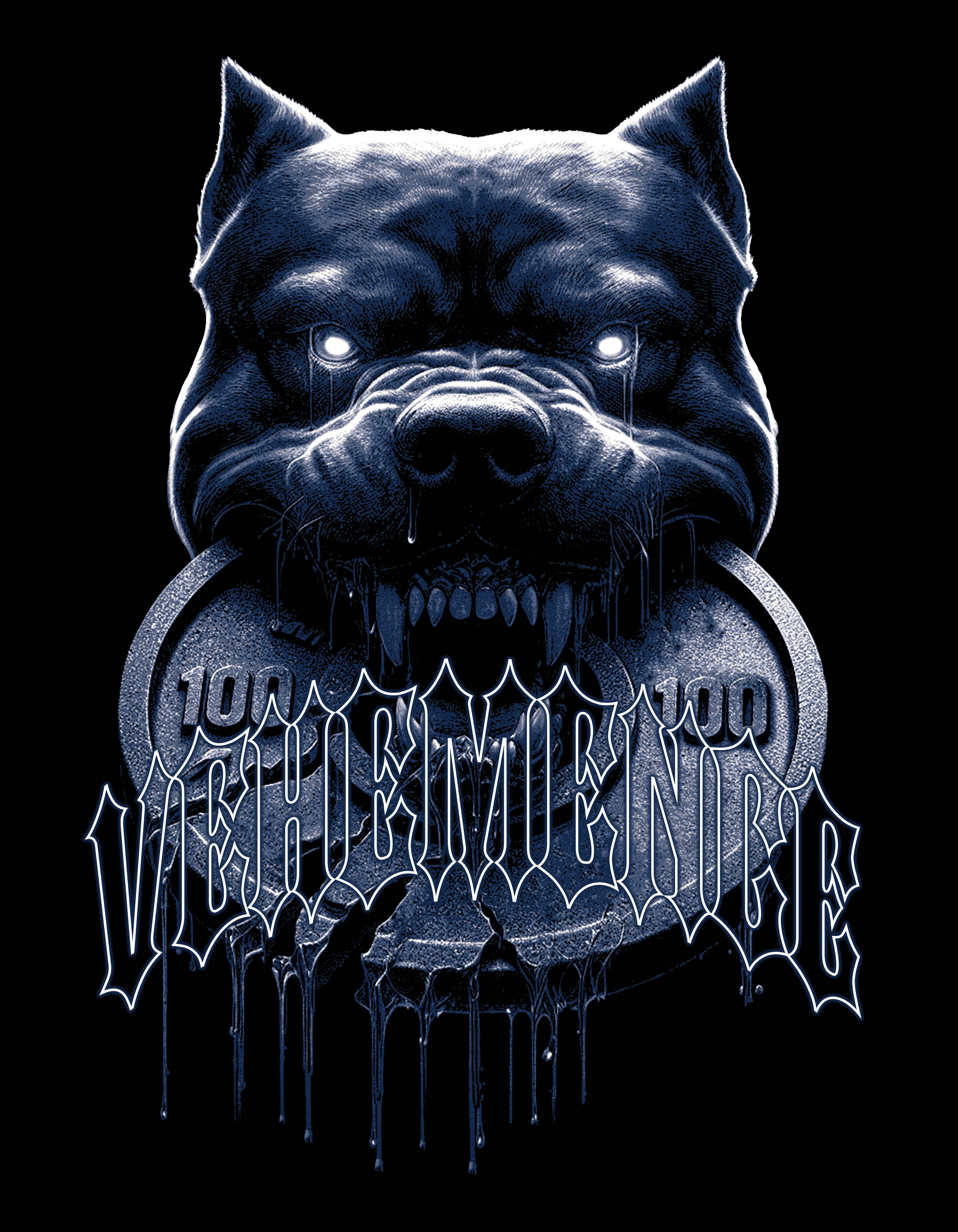 Blue graphic of a dog's head with 'Blue Murder' text on a black background