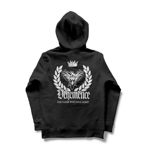 Black hoodie with white logo