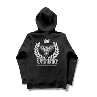 Black hoodie with white logo
