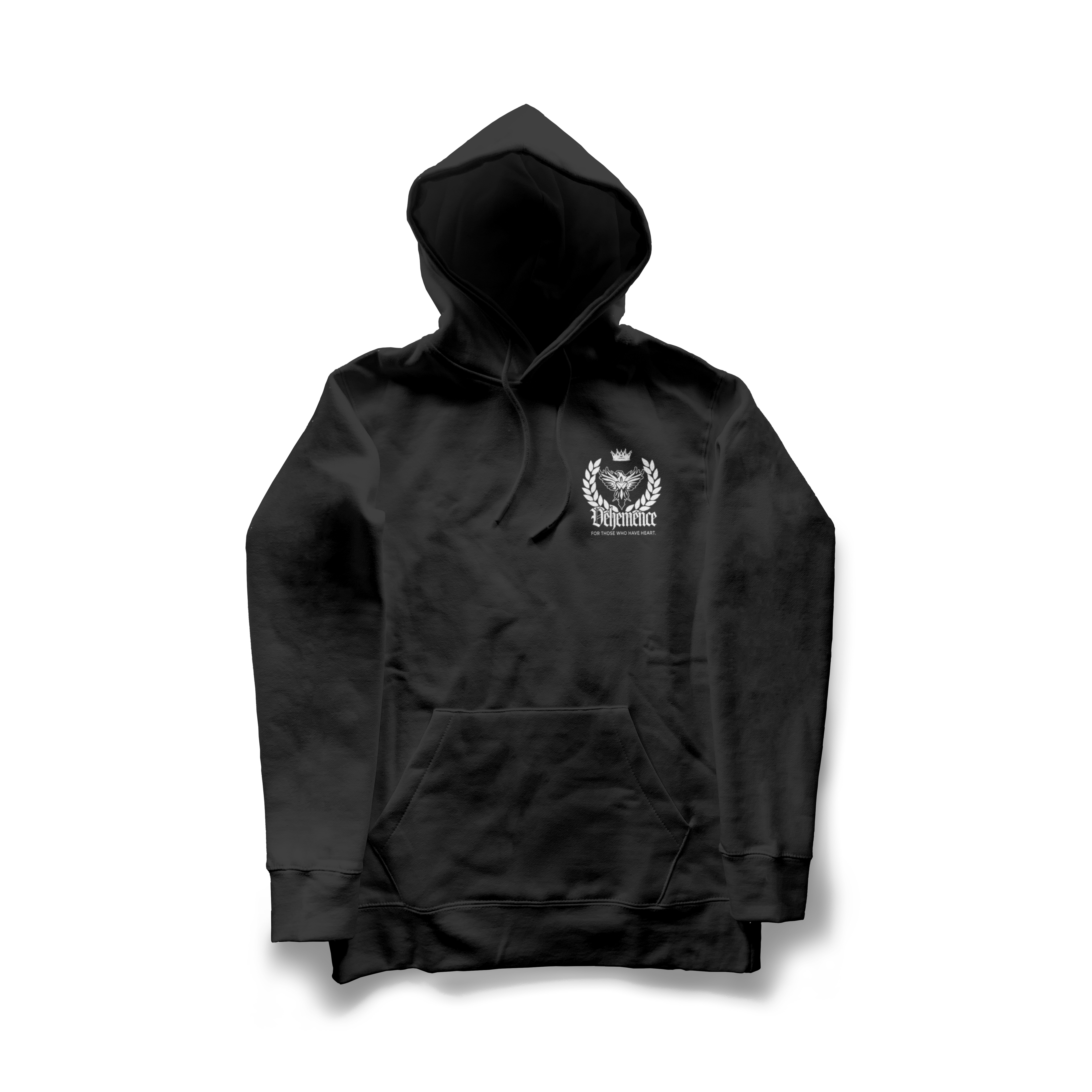 Black hoodie with a logo on the chest 
